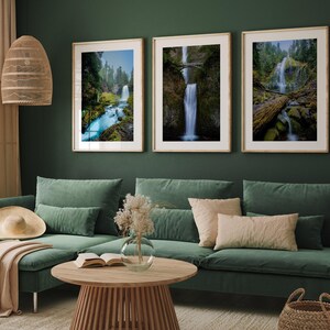 Set di stampe fotografiche delle cascate dell'Oregon: Sahalie, Multnomah, Proxy Falls