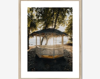 Beach Sunset in Costa Rica Photo, Gazebo Print, Beach House Decor, Beach House Wall Art, Tropical Home Decor