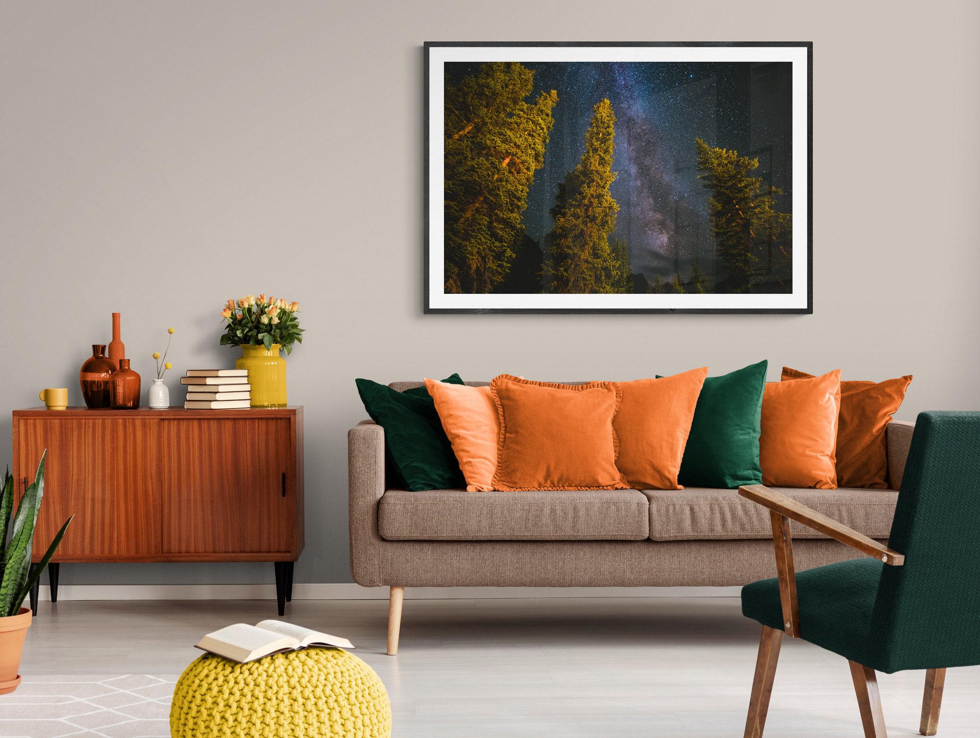 Night Sky Forest Photography, Milky Way Photo, Astrophotography Print, Celestial Wall Art, Banff Milky Way, Canada Milky Way