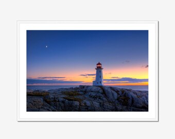 Peggy's Cove Lighthouse Sunset Photo Print: Nova Scotia Wall Art