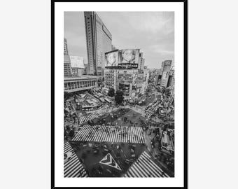 Shibuya Crossing Black and White Print: Tokyo Street Photography