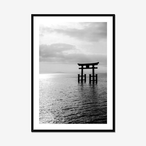 Japan Landscape Black and White Photo Print, Minimalist Japan Print, Shirahige Shrine, Zen Wall Art, Japan Poster, Japan Wall Art