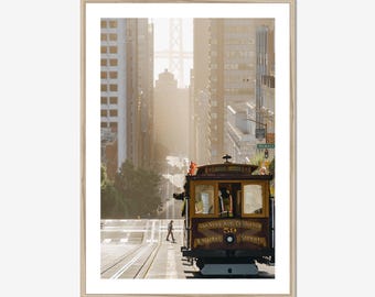 San Francisco Cable Car Print: Bay Bridge View, California Travel Photography