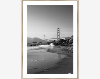 Baker Beach Black and White Photography Print - San Francisco Wall Art