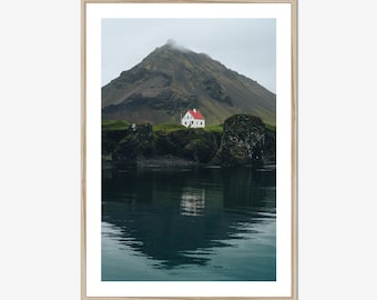 Iceland Photography Print | Arnarstapi Coastal House | Mountain Landscape Wall Art