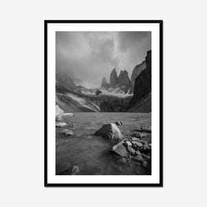 Black and White Patagonia Photo Print, Torres del Paine Chile Poster, Three Towers Patagonia Print, Patagonia Wall Art, Black and Art
