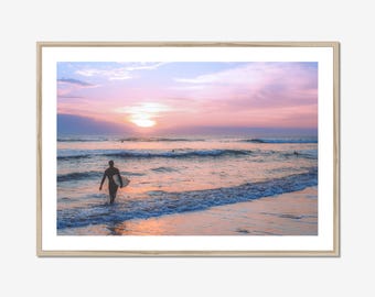 Vintage California Surf Print | Pastel Sunset Photography | Coastal Wall Art