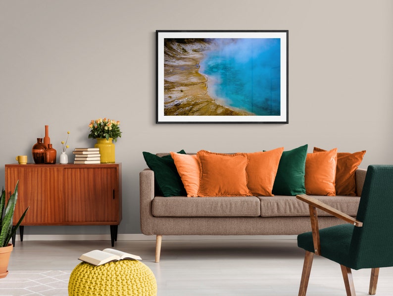 Mineral Photography Geothermal Pool Sapphire Fine Art Abstract Home Decor Yellowstone Fine Art Print Blue Water Photo