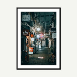 Golden Gai Tokyo Night Street Photo, Vertical Japan Wall Art, Neon Alley Print, Urban Cityscape Decor, Cyberpunk Decor, Tokyo Photography