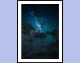 Milky Way over Oregon Coast Photo, Astrophotography Print, Starry Sky Print, Fine Art Photography, Framed Milky Way Print