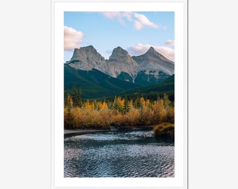 Canmore Three Sisters Mountain Print – Fall Canadian Rockies Landscape