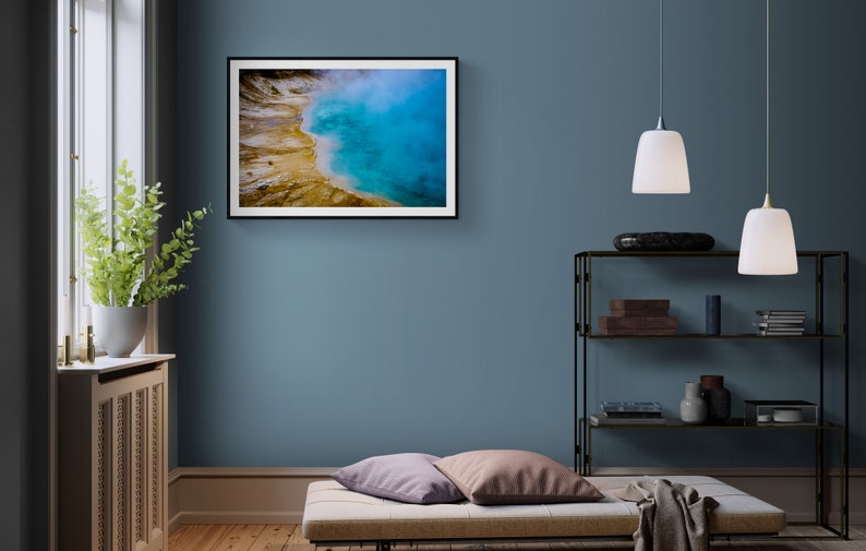 Mineral Photography Geothermal Pool Sapphire Fine Art Abstract Home Decor Yellowstone Fine Art Print Blue Water Photo