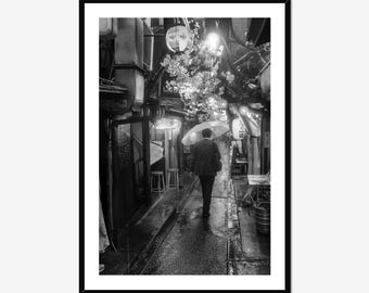 Tokyo Alleyway Fine Art Print - Japan Black and White Photography - Omoide Yokocho Photo