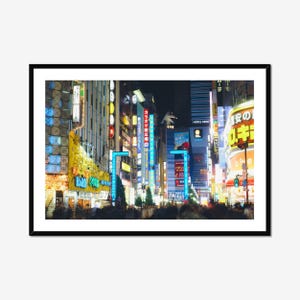 Arte de parede de Tóquio, Japão, Shinjuku, Tóquio, Impressão fotográfica de luzes de neon, Decoração de casa japonesa, Pôster de Tóquio, Pôster de Godzilla