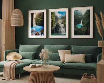 Costa Rica Waterfalls Photography Print Set: Fine Art Wall Decor