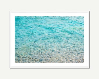 Arte murale con acqua turchese – Stampa fotografica astratta dell'oceano – Decorazione blu costiera