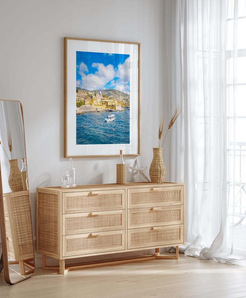 Impresión costera de Funchal Madeira, colorida fotografía de viajes del paisaje urbano de Portugal imagen 6