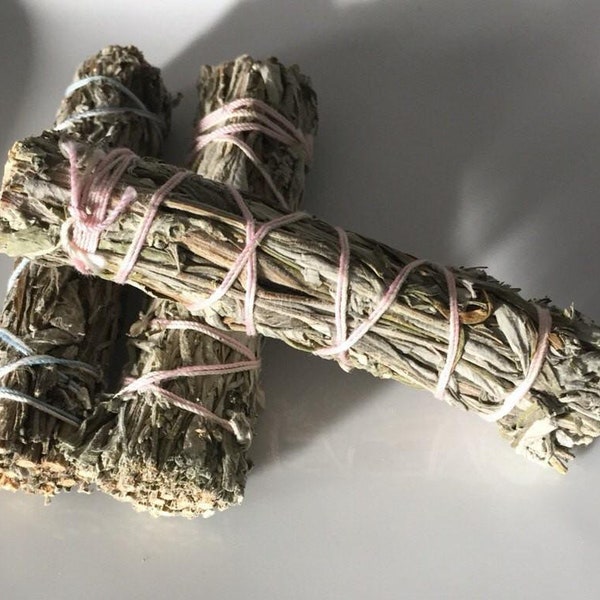 Black Sage, Mugwort Smudge Wand helps removes negative energy, promotes astral and dream encouragement