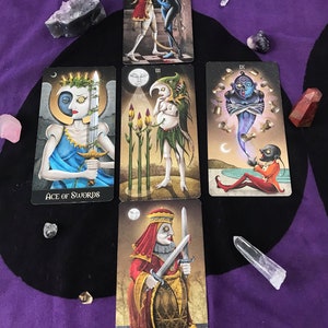 Lecture de tarot - 5 cartes de lecture - tout domaine d'intérêt, amour, finance, carrière, messages généraux