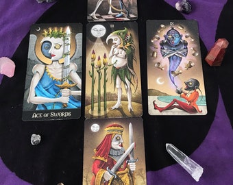 Tarot-Lesen - 5-Karten-Lesen - jeder Fokusbereich, Liebe, Beruf, Karriere, allgemeine Botschaften