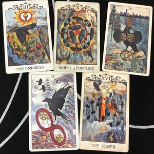 Lectura de Tarot Lectura de 5 cartas usando la baraja en la foto - Cartas del Tarot Cualquier área de enfoque Tarot asequible