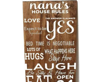 Grandparents House Rules Wood Sign, Wall Hanging, Grandchildren, Kids, Subway Art, Grandma, Grandpa, Nana's House, Grandparents gift, Baby