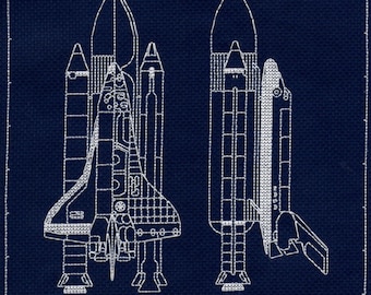 スペース シャトルの設計図クロスステッチ パターン、即時ダウンロード