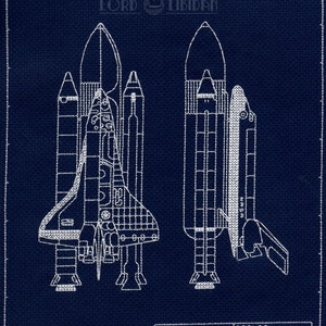 Space Shuttle Blueprint Cross Stitch Pattern, Instant Download, PDF pattern, NASA, schematic