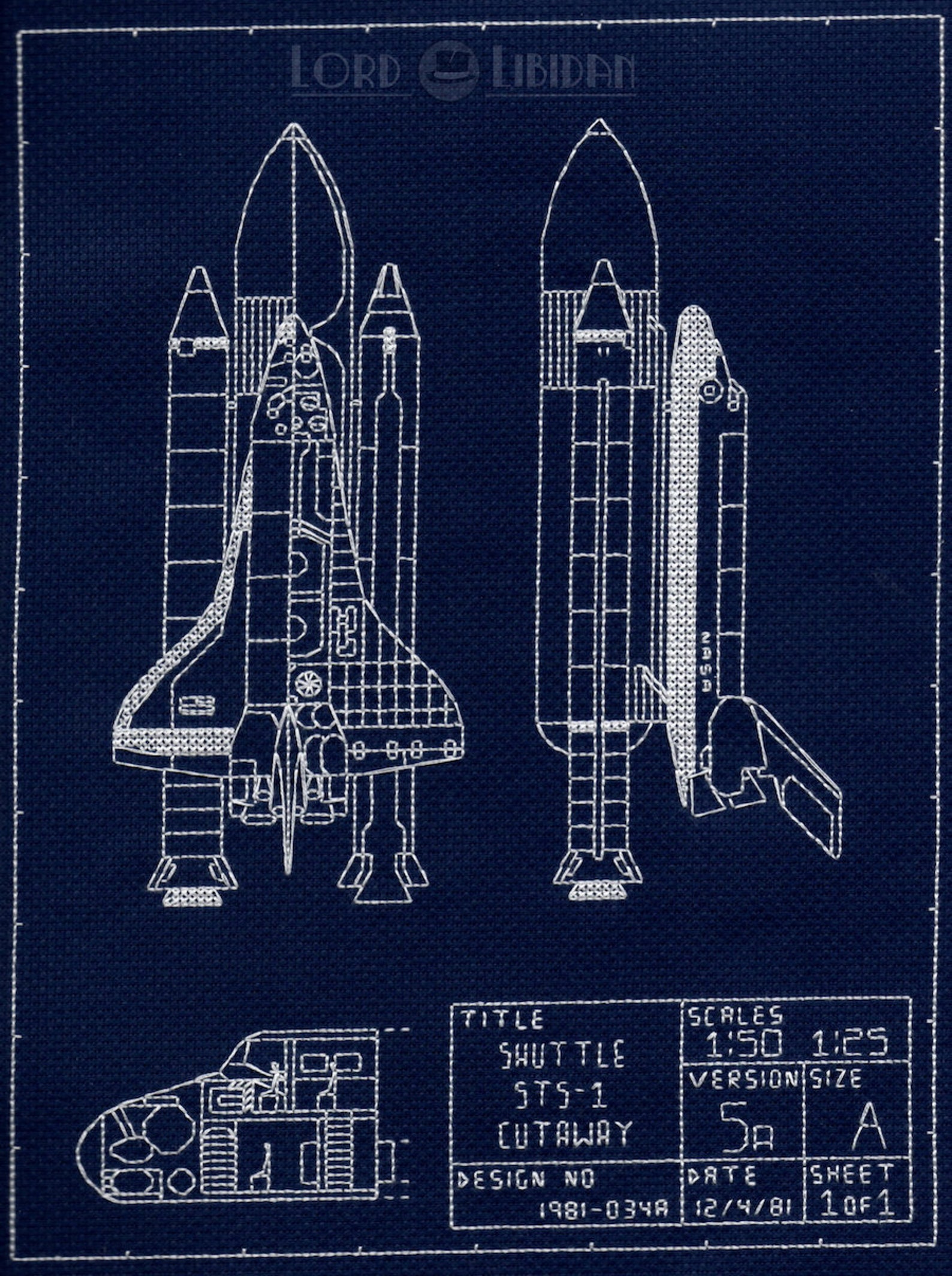 Space Shuttle Blueprint Cross Stitch Pattern Instant | Etsy