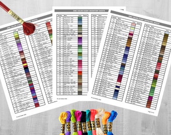 Printable DMC Thread Color Chart Tracker Inventory Sheet