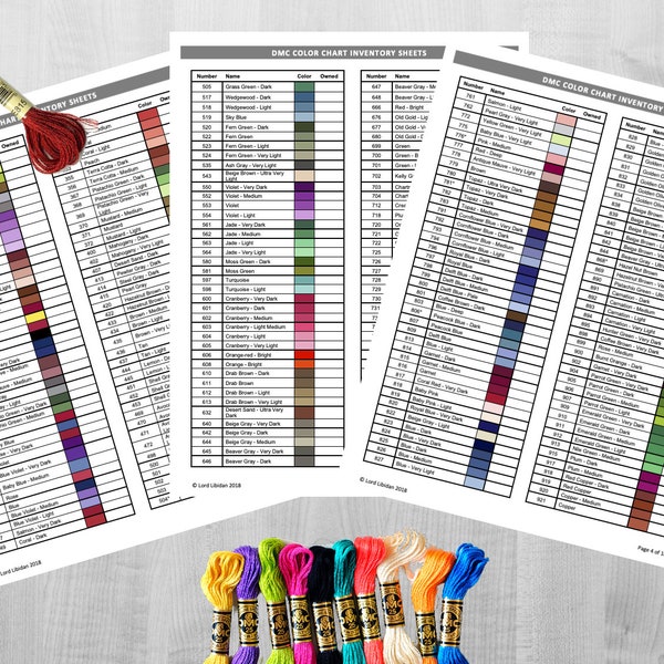 Dmc Floss Color Chart Etsy