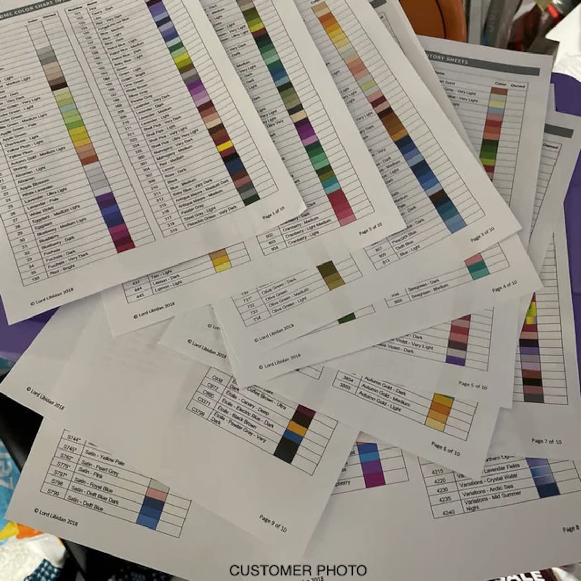 Printable DMC Thread Color Chart Tracker Inventory Sheet Etsy