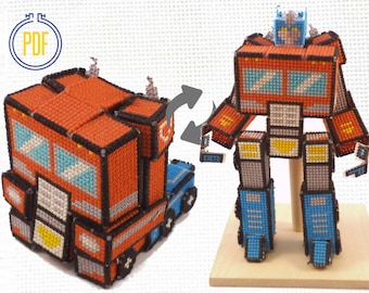 3D Transforming Robot Cross Stitch Pattern (PDF Download)