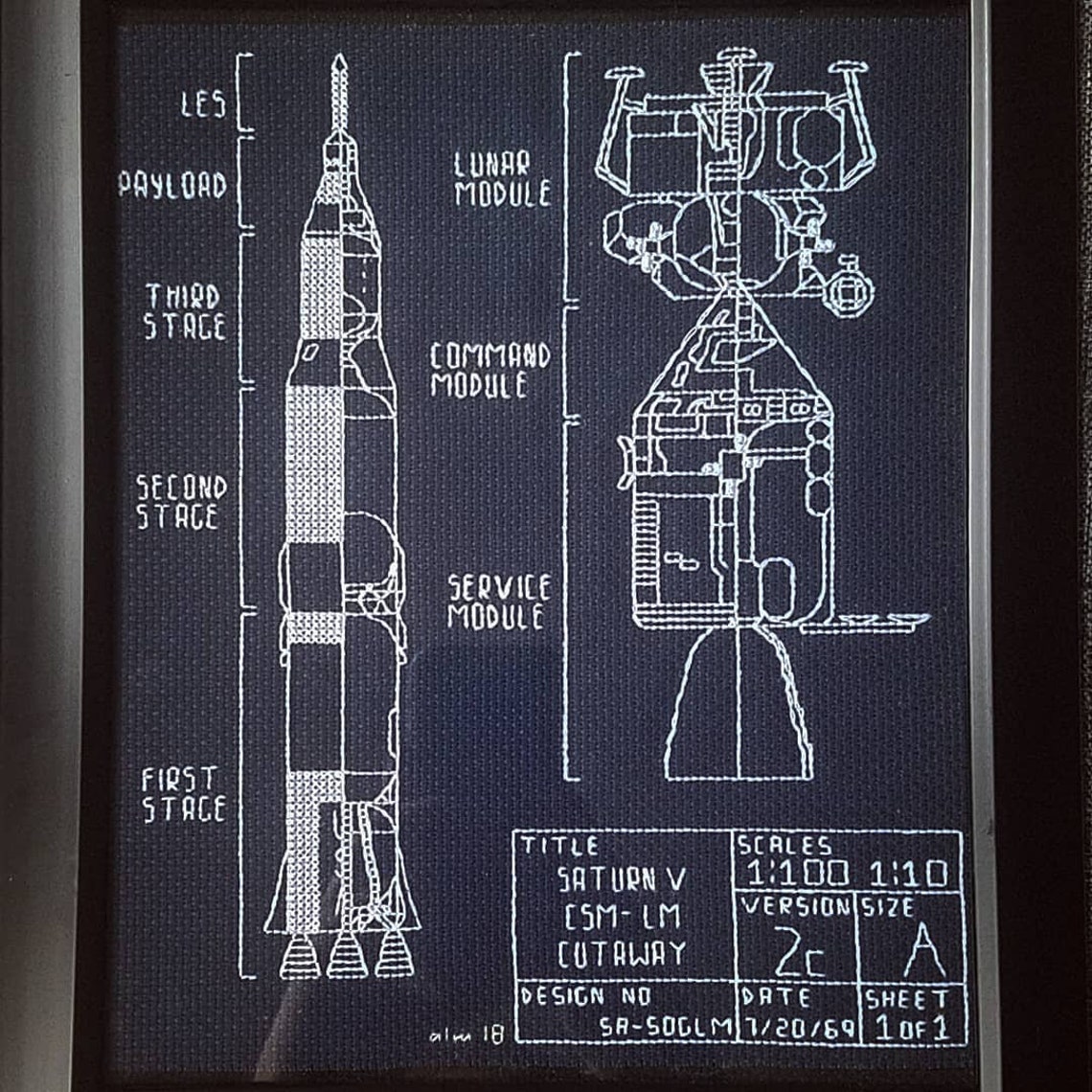 Saturn V Blueprint Cross Stitch Pattern Instant Download PDF Etsy Canada