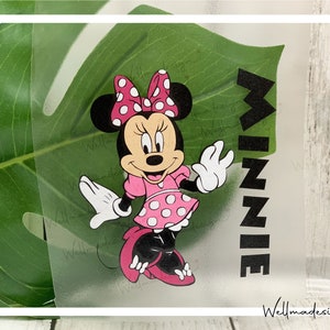 Decalque personalizado com nome da Minnie Mouse I Etiqueta de nome para escola à prova d'água I Decalque de nome para pasta, decalque de copo I Decalque de adesivo personalizado com nome da Minnie