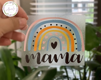 Mama Boho Rainbow Vinyl Decal I Custom Name Boho Rainbow Vinyl Decal I Car Decal I Tumbler Decal I Coffee Mug Decal - Outdoor vinyl decal