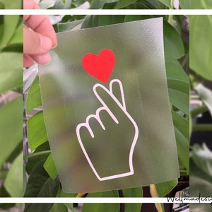 Korean Finger Heart Decal I Korean Kpop Finger Heart Sticker I Love finger Car Decal I Tumbler, Laptop Sticker I Car Windows, Bumper Sticker