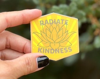 Buddhist Sticker | Radiate Kindness 2" Lotus With Yellow Sun Sticker | Mettā Meditation