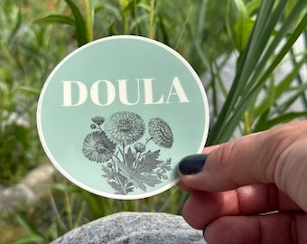 Doula Floral Vinyl Sticker | Birth Worker Thank You Gift (3 Inch Round)