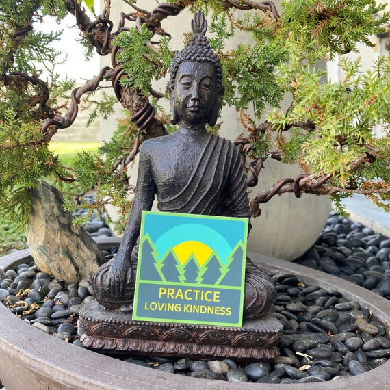 Buddhist Sticker-Practice Loving Kindness 3" Square Vinyl Sticker | Mettā Meditation | Loving Kindness | Gift For Buddhist | Tree Sticker