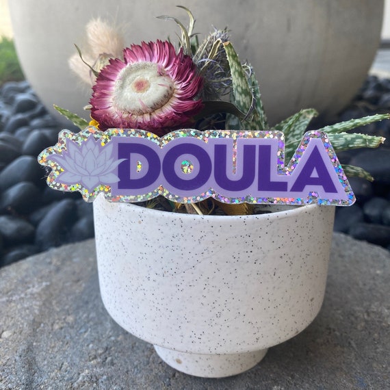 Doula Sticker With Lotus | Gift For Doula | Doula Life | Die Cut Glitter Decal | Gift For Birth Worker | Natural Childbirth