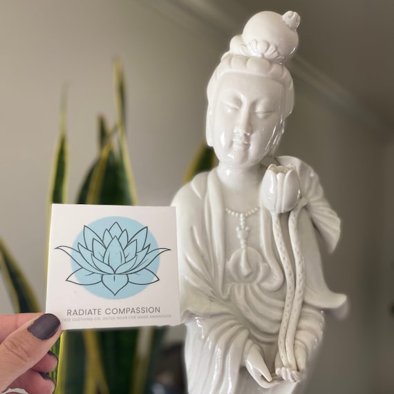Radiate Compassion 3" Lotus Sticker | Buddhist Message | Mettā Sutta | Compassion Sticker | Buddhist Prayer | Loving Kindness Sticker
