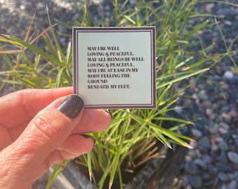 May All Beings Be Well, Loving, Peaceful Buddhist Prayer 2" Square Sticker | Mindfulness Meditation