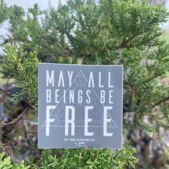 Buddhist Sticker-May All Beings Be Free-Sacred Geometry 2" Square Sticker | Mettā Meditation | Brahma Vihara | Meditation Gift | Equanimity