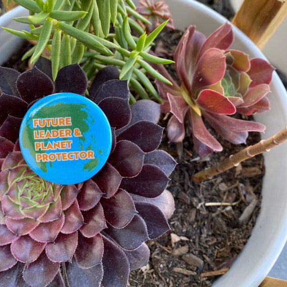 Future Leader & Planet Protector 1.5" Pinback Button | Mother Earth | Activist Button | Vote! | Protest Button | Science Is Real | Vegan Pin