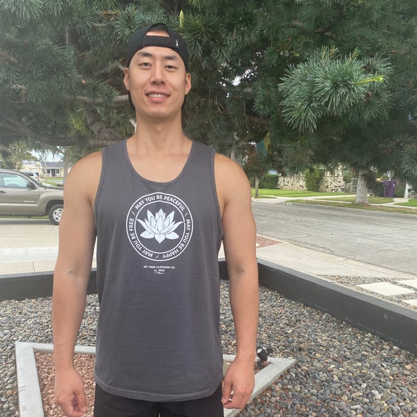 Buddhist T-Shirt-May You Be Peaceful-May You Be Happy-May You Be Free Lotus Tank Top | Buddhist Symbol | Mettā Meditation | Yoga Clothing