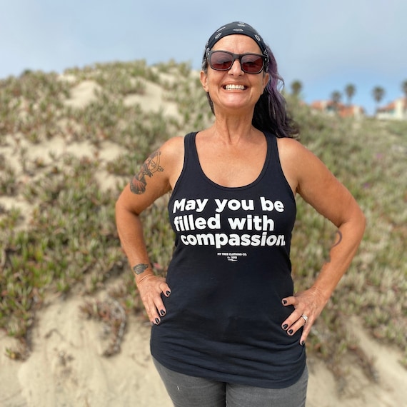 May You Be Filled With Compassion Black Racerback Tank Top | Buddhist Clothing | Yoga Tank Top | Buddhist Prayer | Meditation Gift | Mettā
