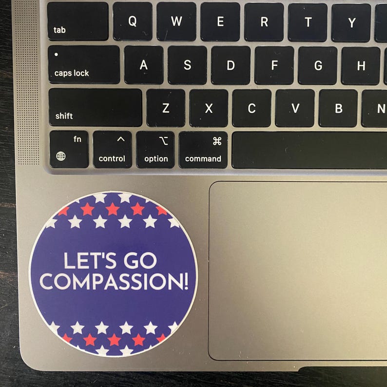 Round Compassion Sticker | Red White and Blue - Etsy