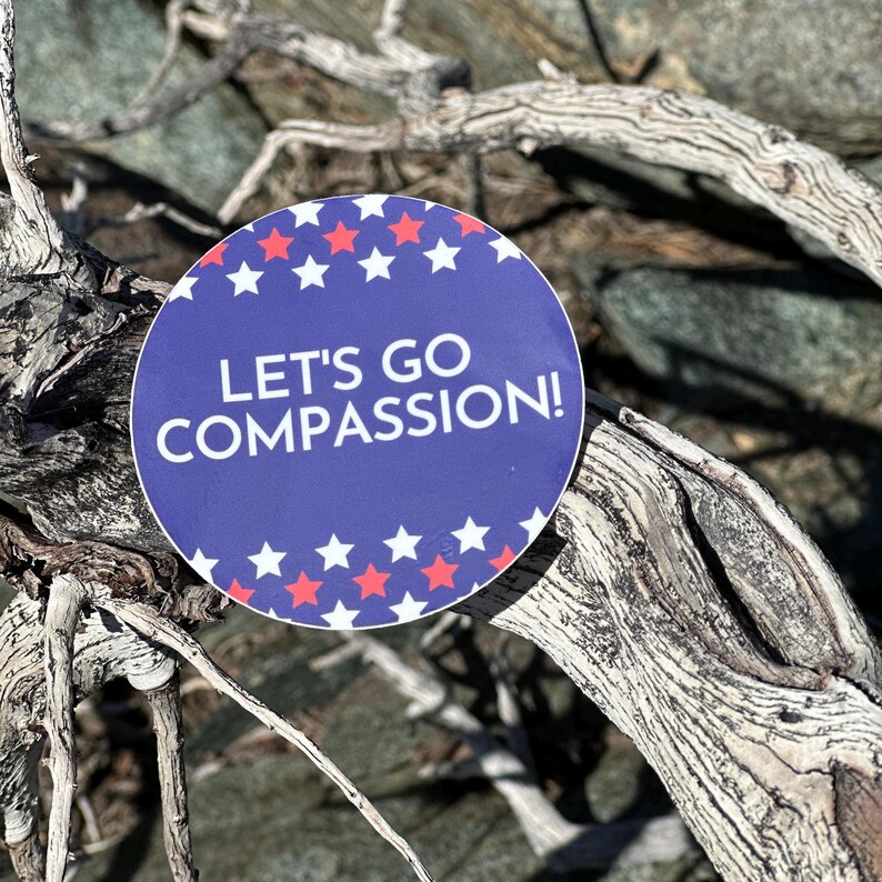 Round Compassion Sticker | Red White and Blue - Etsy