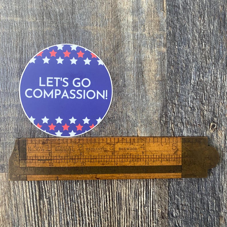 Round Compassion Sticker | Red White and Blue - Etsy